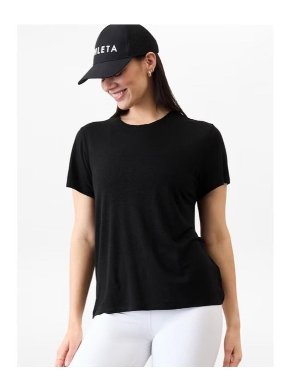 Athleta Getaway Tee Black Large NEW
